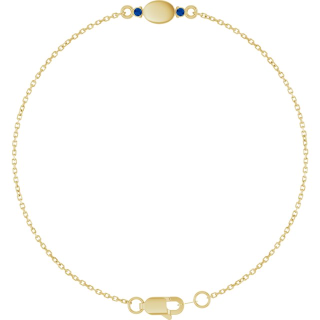 14K Yellow Gold Sapphire Engravable Bracelet