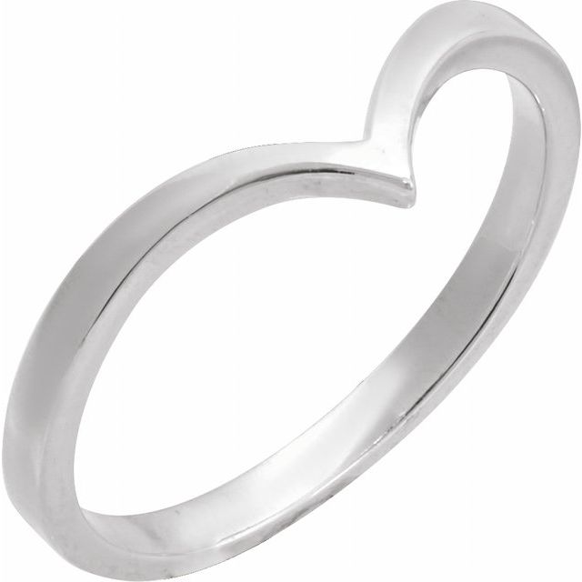 14K White Gold V Ring