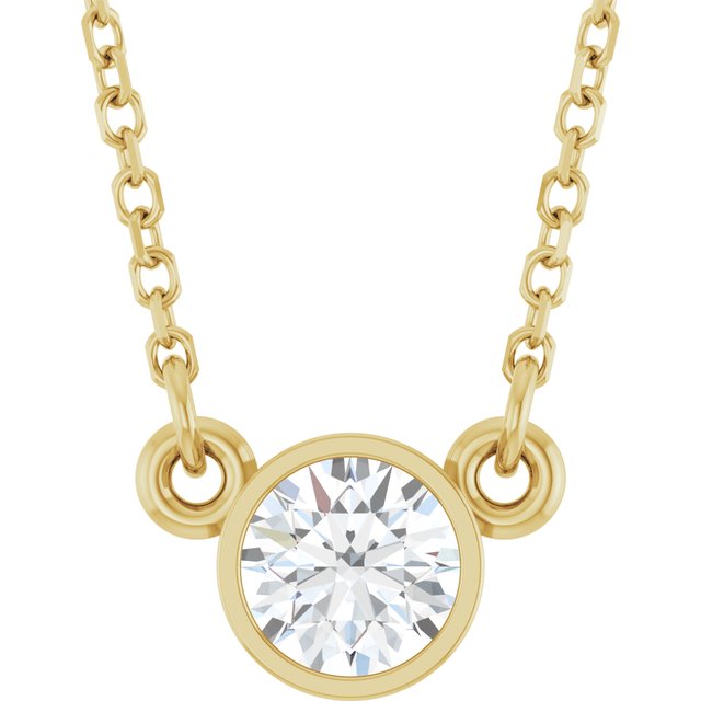 14K Yellow Gold 1/3 CT Natural Diamond Solitaire Necklace
