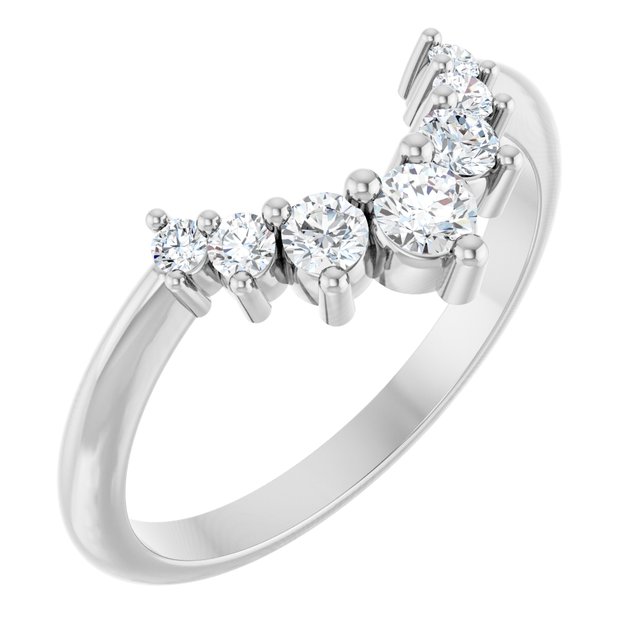 14K White Gold 1/3 CTW Natural Diamond Contour Band