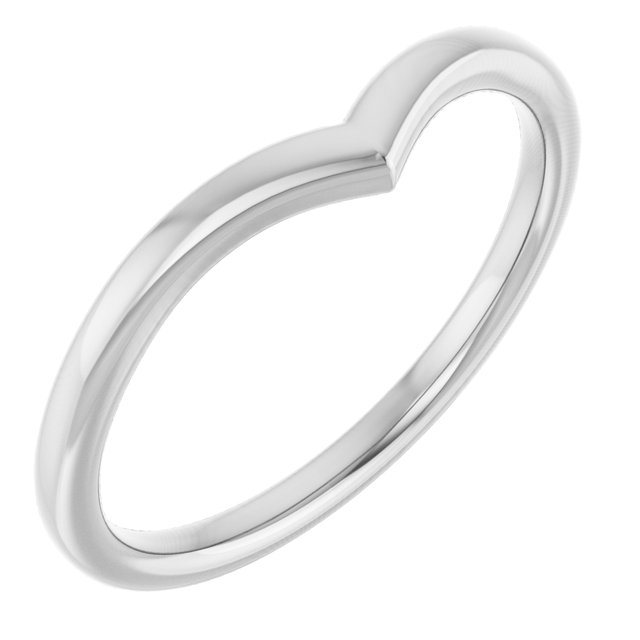14K White Gold V Contour Band