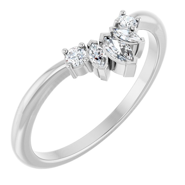 14K White Gold 1/6 CTW Natural Diamond Contour Band