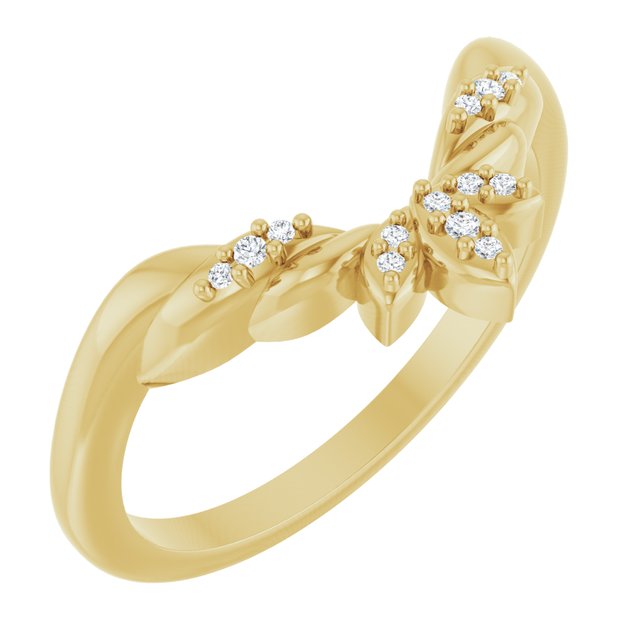 14K Yellow Gold .03 CTW Natural Diamond Floral-Inspired Contour Band