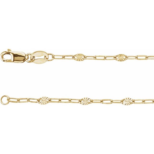 14K Yellow Gold-Filled 2.5 mm Starburst Mirror Paperclip Chain