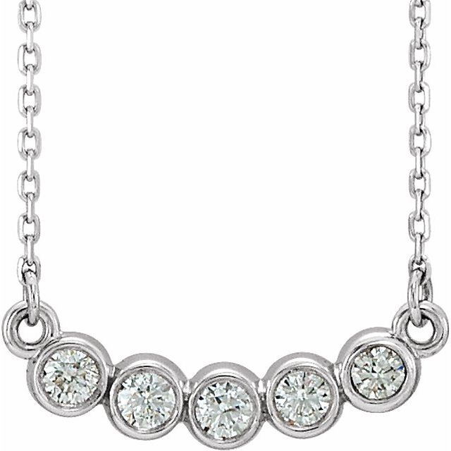 14K White Gold .07 CTW Natural Diamond Bezel-Set Necklace