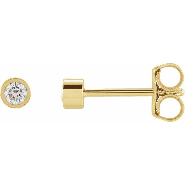 14K Yellow Gold 1/10 CTW Natural Diamond Micro Bezel-Set Earrings — 1.8 × 1.8 mm