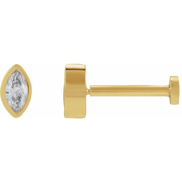 14K Yellow Gold .07 CT Natural Diamond Press Fit Back Stud Earrings
