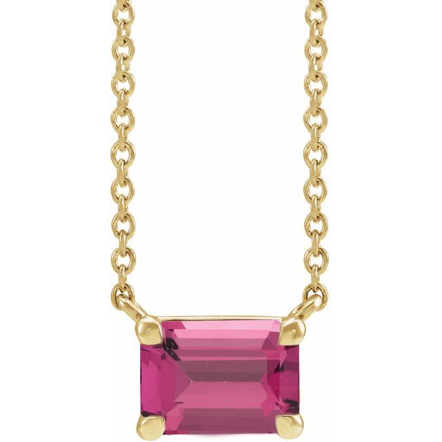 14K Yellow Gold Natural Pink Tourmaline Necklace